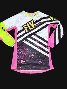 Fly Racing Kids' Neon Pink & Lime Motocross Jersey